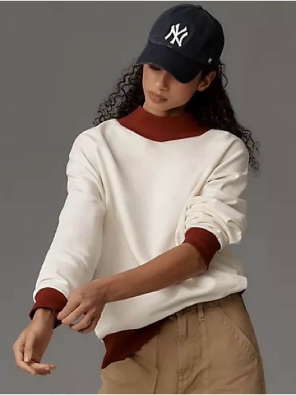 Anthropologie Crewneck Sweatshirt with Rust Trim - Women